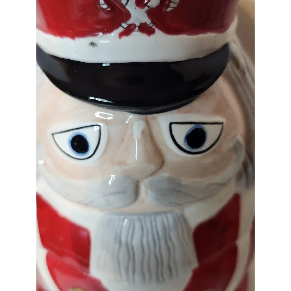Gibson Housewares Nutcracker Cookie Jar Christmas Holiday Kitchen Decor 10.75
